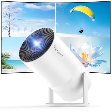 Tecaki Mini Projecteur Full HD 1080P Portable avec WiFi et Bluetooth bidirectionnel, Rotation à 180°, Keystone Automatique, Dépoussiérage, Projecteur Compatible avec Smartphone, Clé TV, HDMI, USB