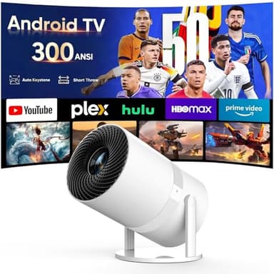 【Courte focale/Applications Intégrées】Mini projecteur 1080p avec WiFi 6 et Bluetooth, projecteur d'extérieur portable avec clé de voûte automatique, projecteur de film rotatif à 270°, compatible avec