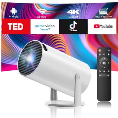 Mini projecteur compatible 4K 1080p projecteurs portables avec double bande WiFi6 5G et Bluetooth 5, correction automatique de la distorsion, vidéoprojecteur 40"-130" compatible avec HDMI/USB