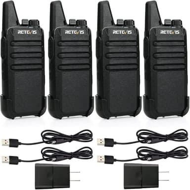 Retevis RT22 Talkie-walkie 16 CH, FRS, radios bidirectionnelles longue portée, VOX, mini, radio bidirectionnelle pour entreprise, camping, ferme, école, entrepôt, cadeaux (lot de 4)